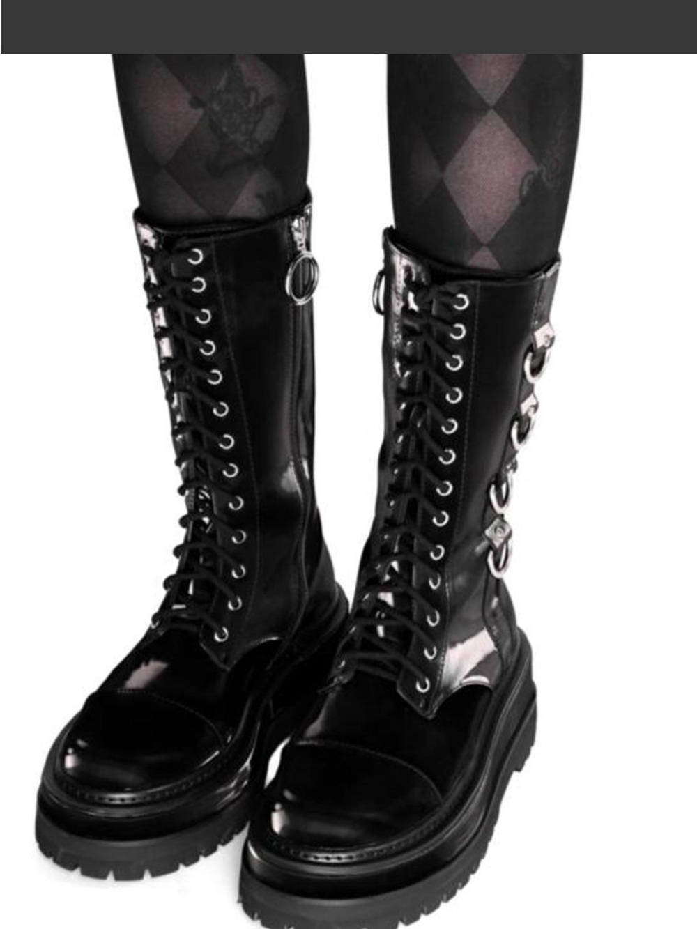 FOXBLOOD Trent Black Platform Lace-Up Combat Boots